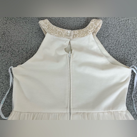 Sequin Hearts Girls Sparkly Gold & Cream Satin Color High Low Dress Size 14 - Picture 7 of 11